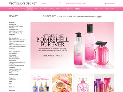Victoria's Secret Bombshell Forever website
