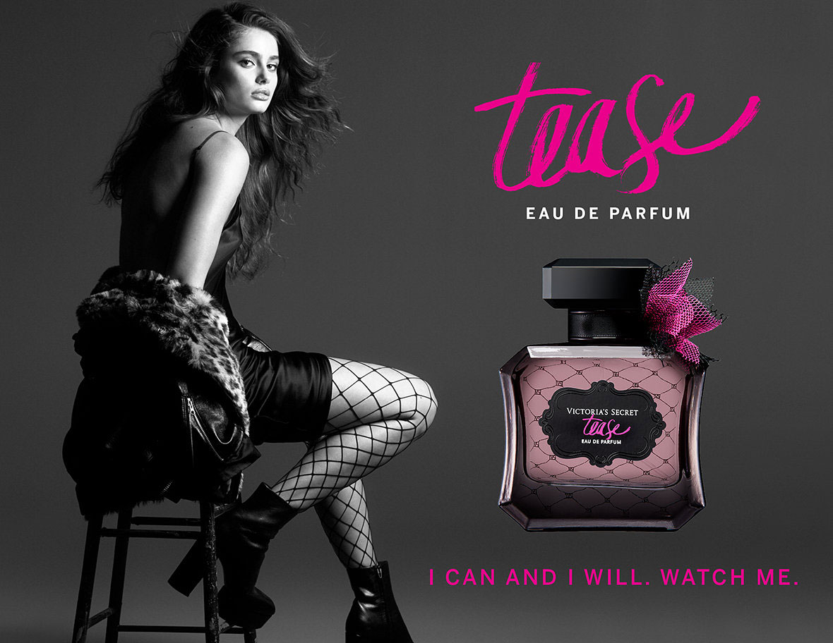 Victoria's Secret Tease fragrance ad featuring Taylor Hill.