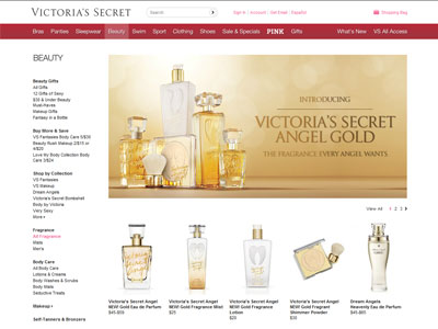Victoria's Secret Angel Gold website