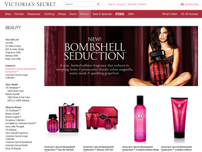 Victoria's Secret Bombshell Seduction website