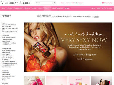 Victoria's Secret Very Sexy Now - 2011 website
