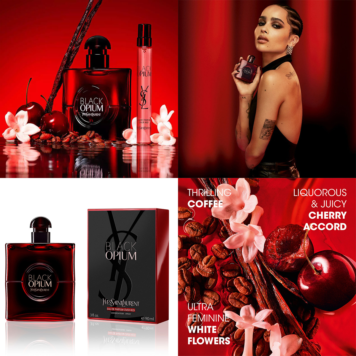 Yves Saint Laurent Black Opium Over Red Fragrance ad Zoe Kravitz model