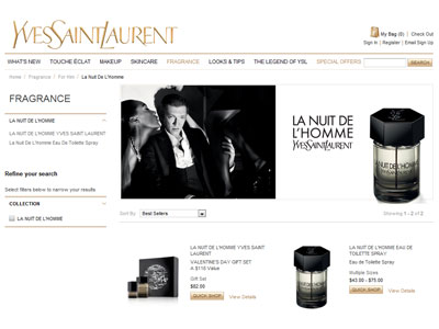 Yves Saint Laurent La Nuit de L'Homme website