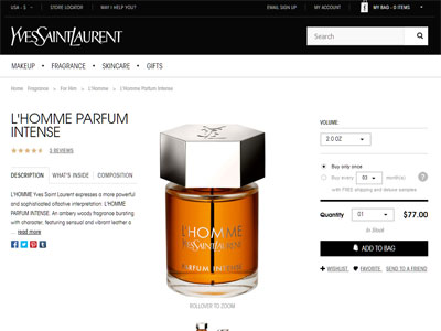 Yves Saint Laurent L'Homme Parfum Intense Website