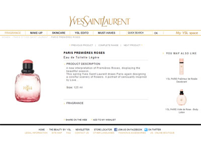 Yves Saint Laurent Paris Premieres Roses website