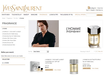Yves Saint Laurent L'Homme website