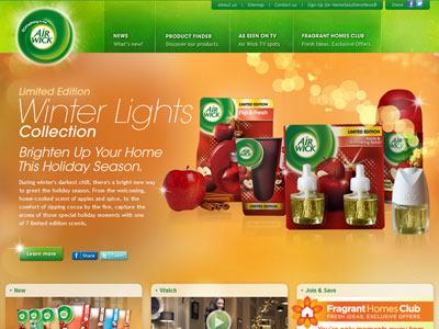 Air Wick Holiday Lights Collection website