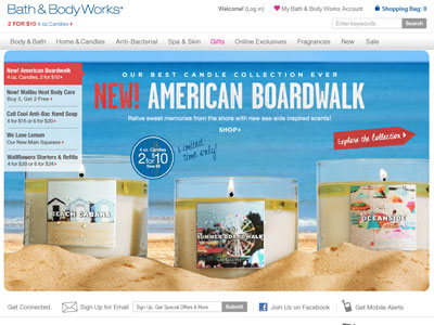 Bath & Body Works American Boardwalk Collection website