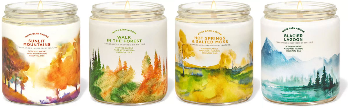 Bath & Body Works White Barn candles inspired by nature