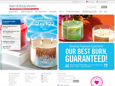Bath & Body Works Tropical Collection website
