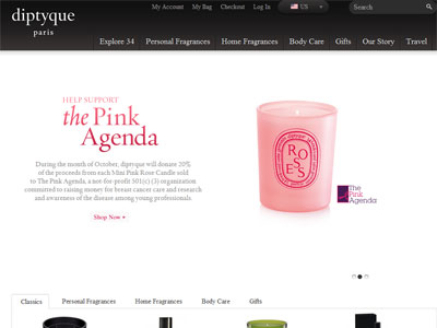 Diptyque Roses Candle website