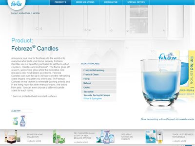 Febreze Candles website