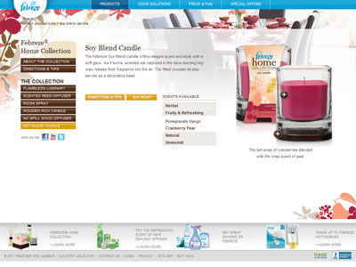 Febreze Home Collection Candles website