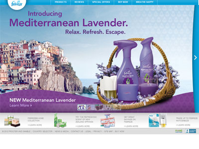 Febreze Mediterranean Lavender website