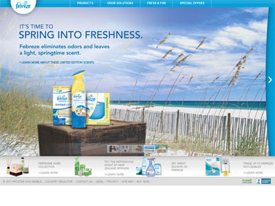 Febreze Seaside Spring & Escape website