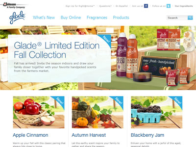 Glade Fall Collection website