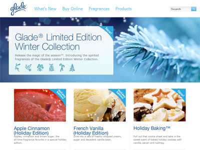 Glade Winter Collection website