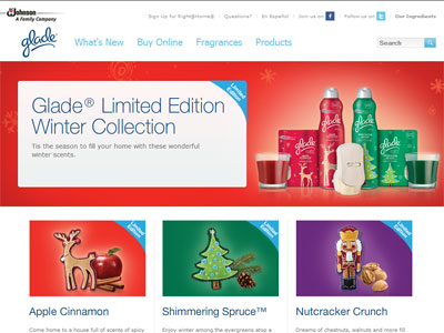 Glade Winter Collection website