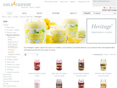 Gold Canyon Heritage Candles website