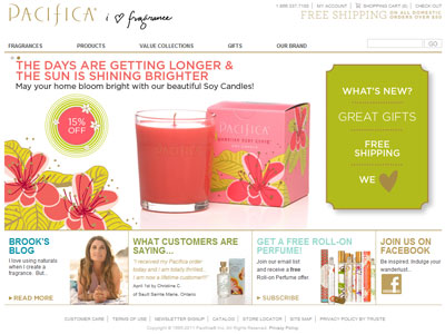 Pacifica Holiday Collection website