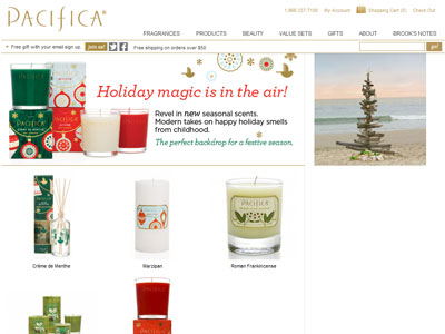 Pacifica Holiday Collection website
