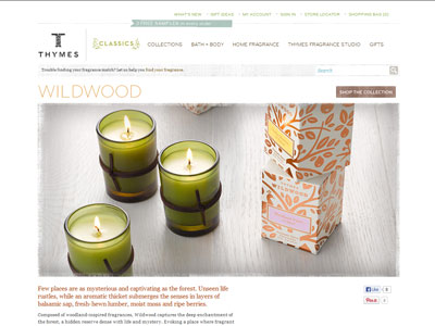 Thymes Wildwood Spring Collection website