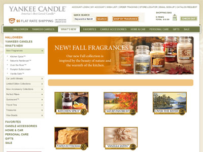 Yankee Candles Fall Fragrance Collection website