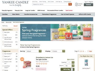 Yankee Candle Spring Fragrances website