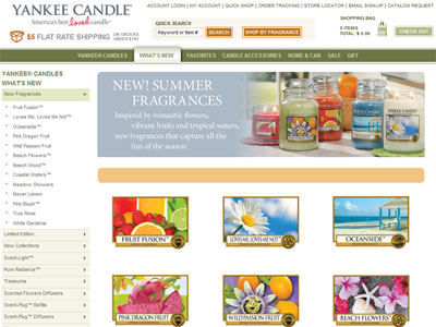 Yankee Candles Summer Collection website