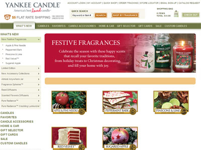 Yankee Candles Festival Fragrances Collection website