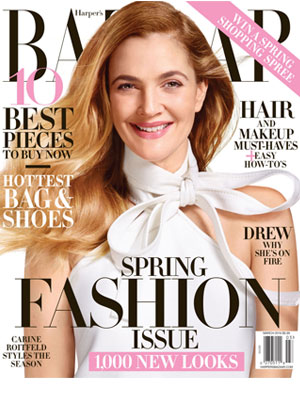 Drew Barrymore Harper's Bazaar Magazine March 2016