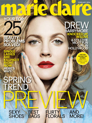 Marie Claire February 2014 Drew Barrymore
